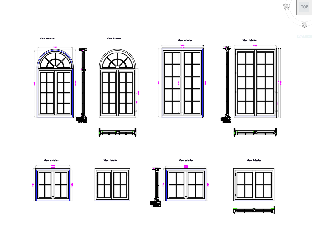 Plan et élévation des fenêtres